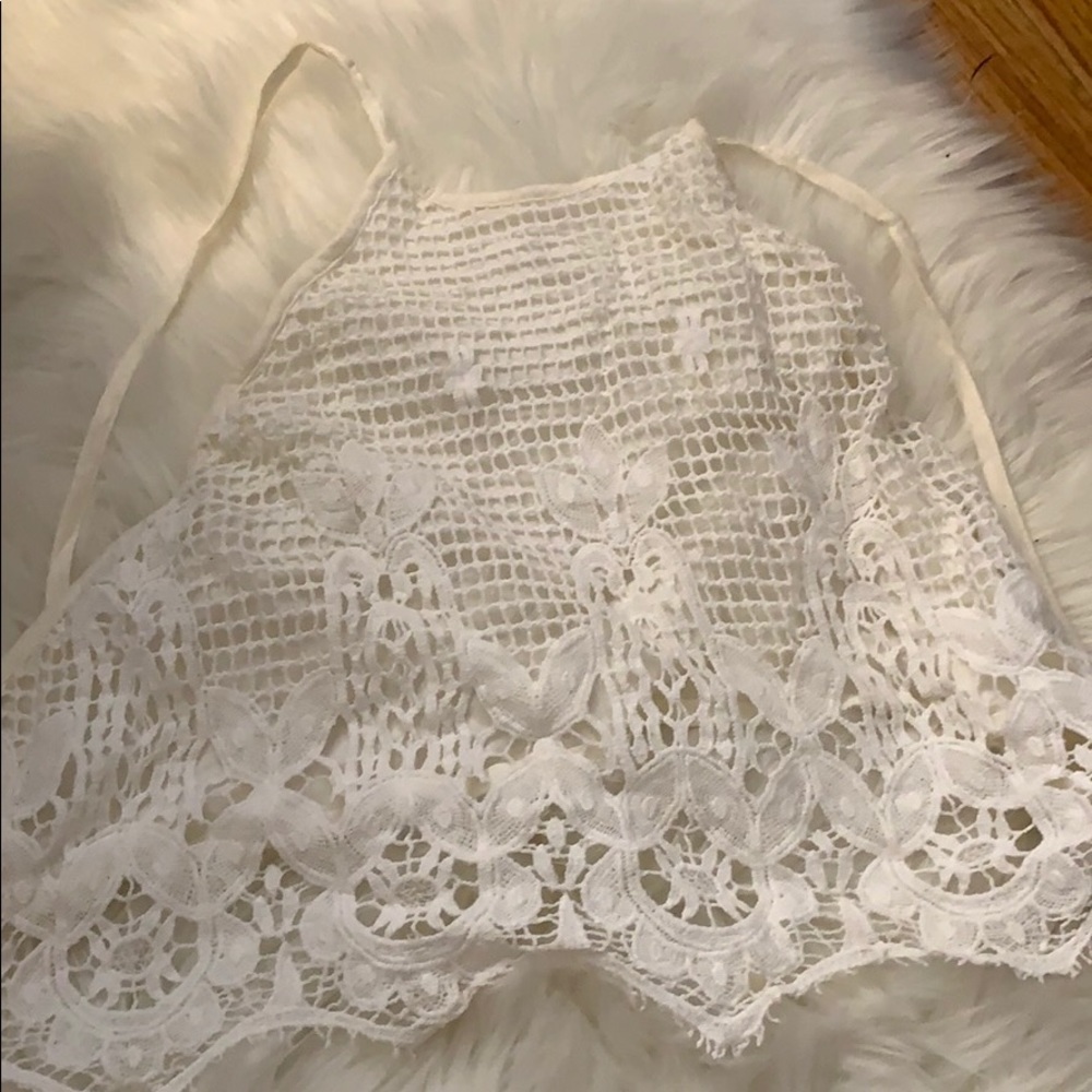 Crochet top with halter top and no back